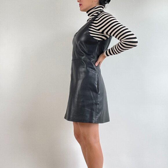 Pre-Loved MANGO Faux Leather Black Mini dress - Size S - Picture 5 of 13